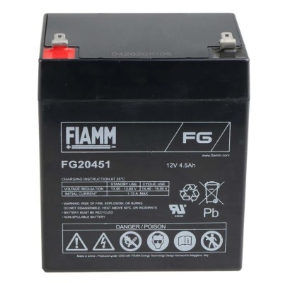 Fiamm 12 V Faston F1 Sealed Lead Acid Battery 4.5 Ah, AGM Construction, 70mm x 107mm FG20451