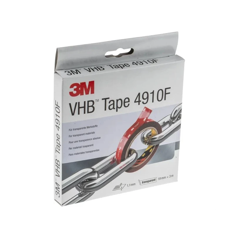 3M Acrylic Foam Double Sided VHB Clear Foam Tape 19mm Width x Length x 1mm Thickness 4910F 3M 4910 19mm x 3m