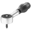 Facom 1/4 in Ratchet with Bi-Material Elastomer Handle Chrome Vanadium Steel Satin Chrome 120mm R.PE360PB