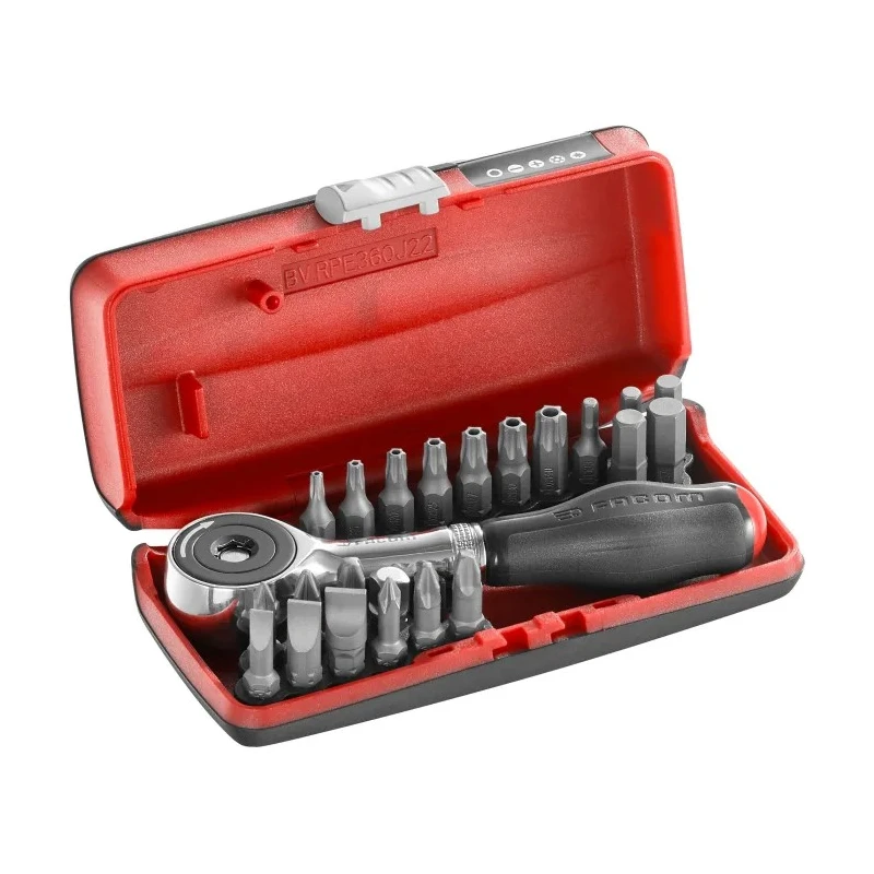 Facom Screwdriver Bit Set Square Hex Phillips Pozidriv Slotted Torx 22 Pieces R.PE360J22PB