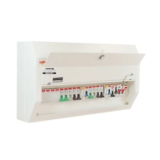 Contactum Steel 14-Way Consumer Unit 250V 100A BS EN 61439-3 Defender DDS14188SPMS-P01