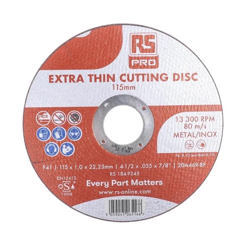 RS PRO Aluminium Oxide Abrasive Disc 115 mm Diameter, P80 Grit, 13300 RPM Maximum Speed, Pack of 5 184-9245