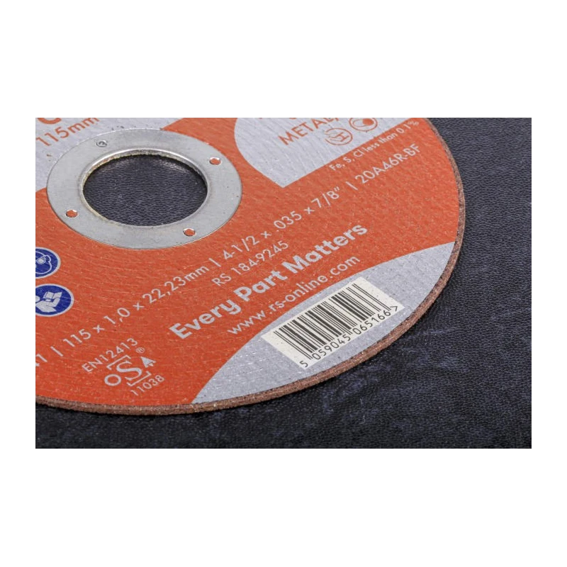 RS PRO Aluminium Oxide Abrasive Disc 115 mm Diameter, P80 Grit, 13300 RPM Maximum Speed, Pack of 5 184-9245
