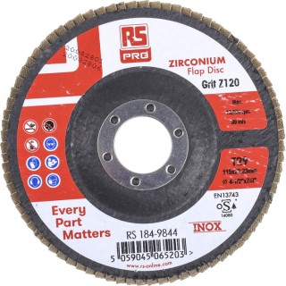 RS PRO Zirconium Flap Disc, 115 mm Diameter, P120 Grit, Quick Change 184-9844