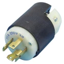 Hubbell 30A 250V NEMA L15-30P 3-Pole+E Cable Mount Male Mains Plug Black White Nylon HBL2721