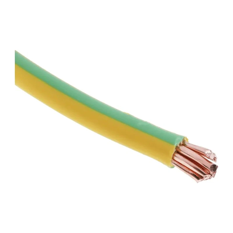 RS PRO Low Smoke Non-Halogen Green Yellow Hook Up Wire 7/1.7 mm Strands, 50 m, 450 V DC, 750 V AC 185-3955