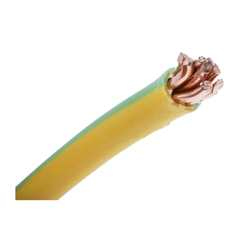RS PRO Low Smoke Non-Halogen Green Yellow Hook Up Wire 7/1.7 mm Strands, 50 m, 450 V DC, 750 V AC 185-3955