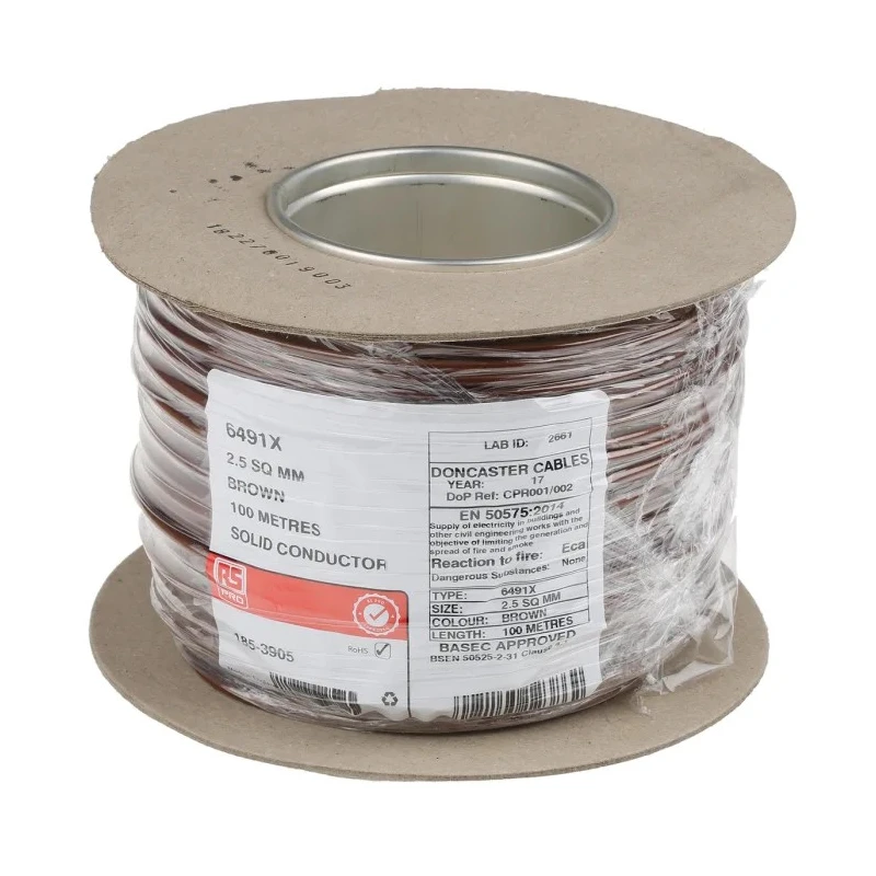 RS PRO 6491X Series Brown PVC Insulated Single Core Hook Up Wire, 1 x 1.78 mm Strand, 3.9 mm Diameter, 100 m Length 185-3905
