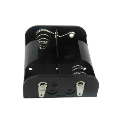 RS PRO C Battery Holder Polypropylene Snap-in Mount with Solder Tag Termination 2 Cells 62.6x55.8x23.5mm 185-4663