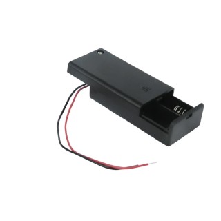 RS PRO Safety Battery Holder Polypropylene Body Lead Wire Coil Spring Termination for AA Batteries 2 Cells 68mm x 185-4740