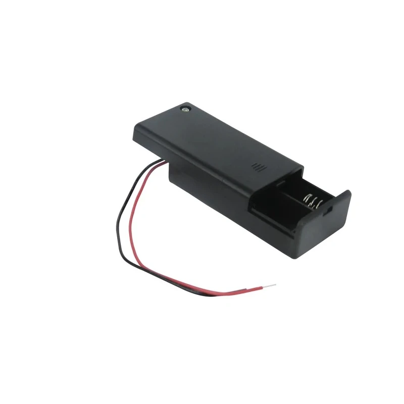 RS PRO Safety Battery Holder Polypropylene Body Lead Wire Coil Spring Termination for AA Batteries 2 Cells 68mm x 185-4740