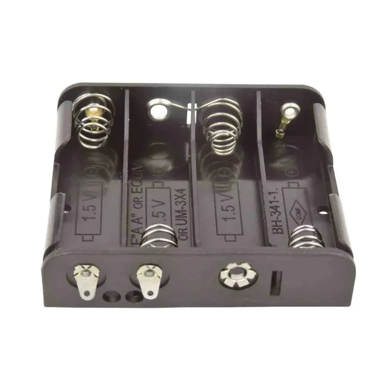 RS PRO Battery Holder for 4 AA Cells Polypropylene Snap-in Solder Tag Termination 58x64x16mm 185-4626