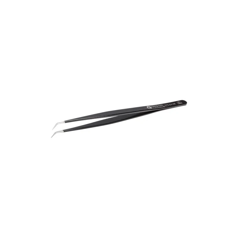 ideal-tek 155mm Stainless Steel Fine, Square, Bent ESD Safe Tweezer 775.SANE0