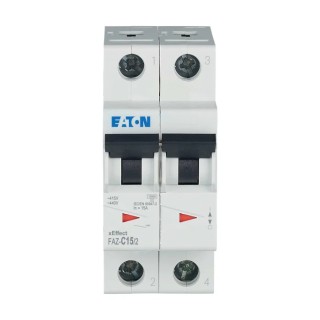 Eaton xEffect FAZ Miniature Circuit Breaker 2-Pole 15A Type C 415V AC 415V DC 10 kA Breaking Capacity 278759 FAZ-C15/2