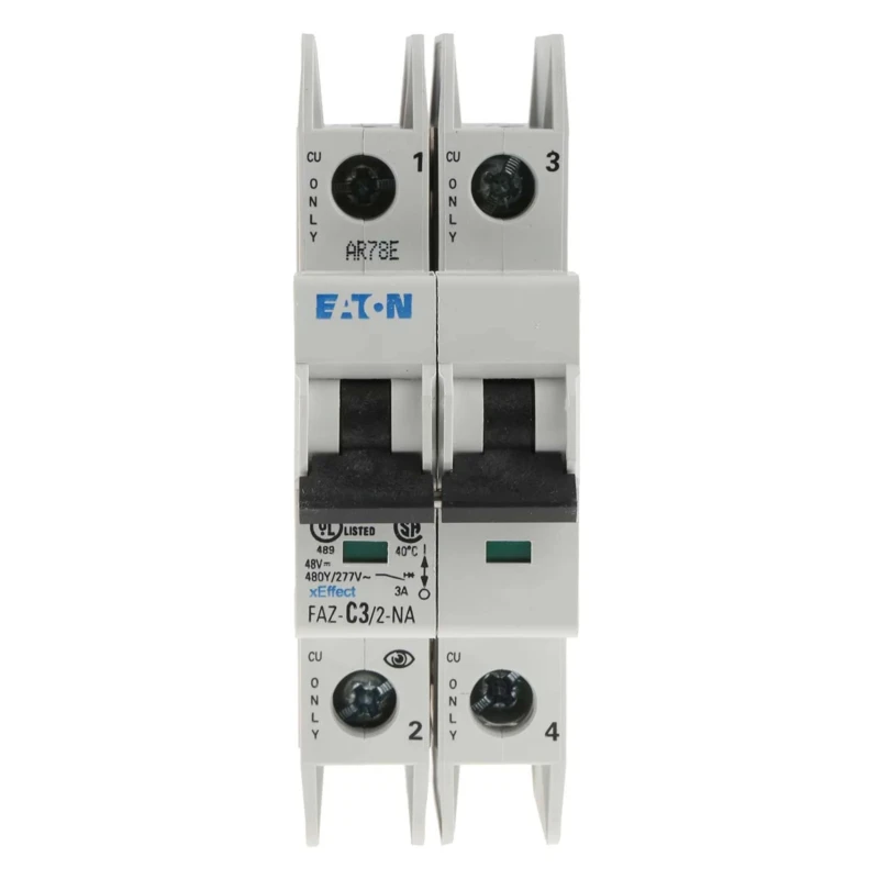 Eaton xEffect Miniature Circuit Breaker, 2-Pole, 3A, Type C, 415V AC, 10 kA Breaking Capacity 102161 FAZ-C3/2-NA