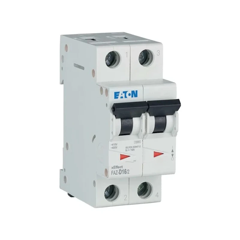 Eaton xEffect Miniature Circuit Breaker, 2-Pole, 16A Current Rating, Type D Tripping, 415V AC, 10 kA 278783 FAZ-D16/2