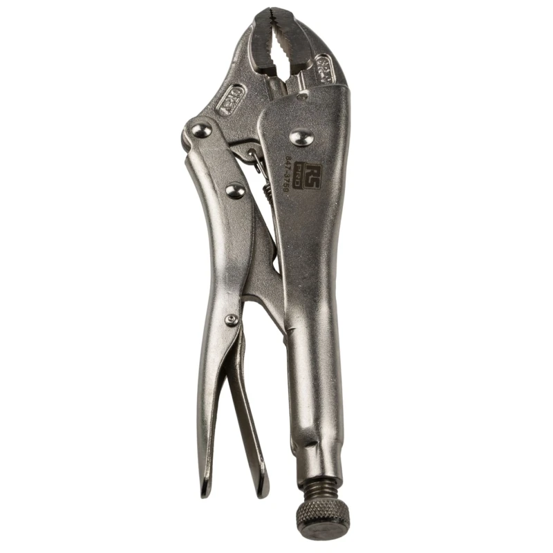 RS PRO Locking Plier Curved Jaw, Nickel Plated Chrome Vanadium Steel, 254mm Overall Length 847-3759