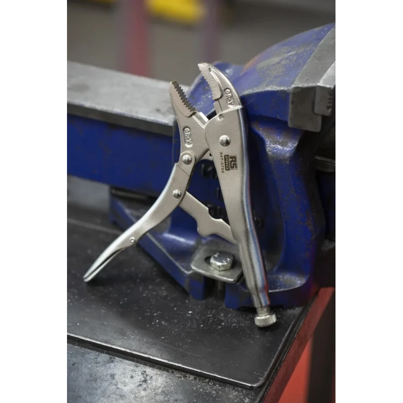 RS PRO Locking Plier Curved Jaw, Nickel Plated Chrome Vanadium Steel, 254mm Overall Length 847-3759
