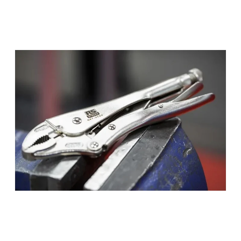 RS PRO Locking Plier Curved Jaw, Nickel Plated Chrome Vanadium Steel, 254mm Overall Length 847-3759