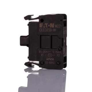 Eaton M22 Series Light Block, LED Illuminated, White Light, 264V AC, 15mA Current Rating, IP20 216575 M22-CLED230-W