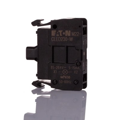 Eaton M22 Series Light Block, LED Illuminated, White Light, 264V AC, 15mA Current Rating, IP20 216575 M22-CLED230-W