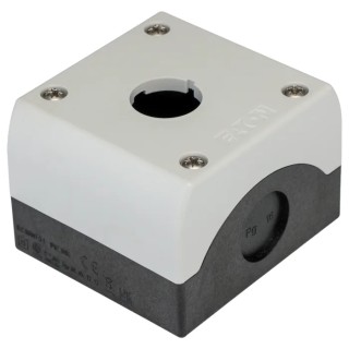 Eaton Dark Grey Light Grey Plastic RMQ Titan M22 Push Button Enclosure 22mm Cutout Diameter 1 Hole 229233 M22-I1-PG