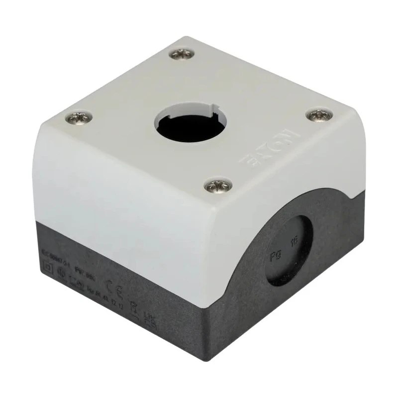 Eaton Dark Grey Light Grey Plastic RMQ Titan M22 Push Button Enclosure 22mm Cutout Diameter 1 Hole 229233 M22-I1-PG