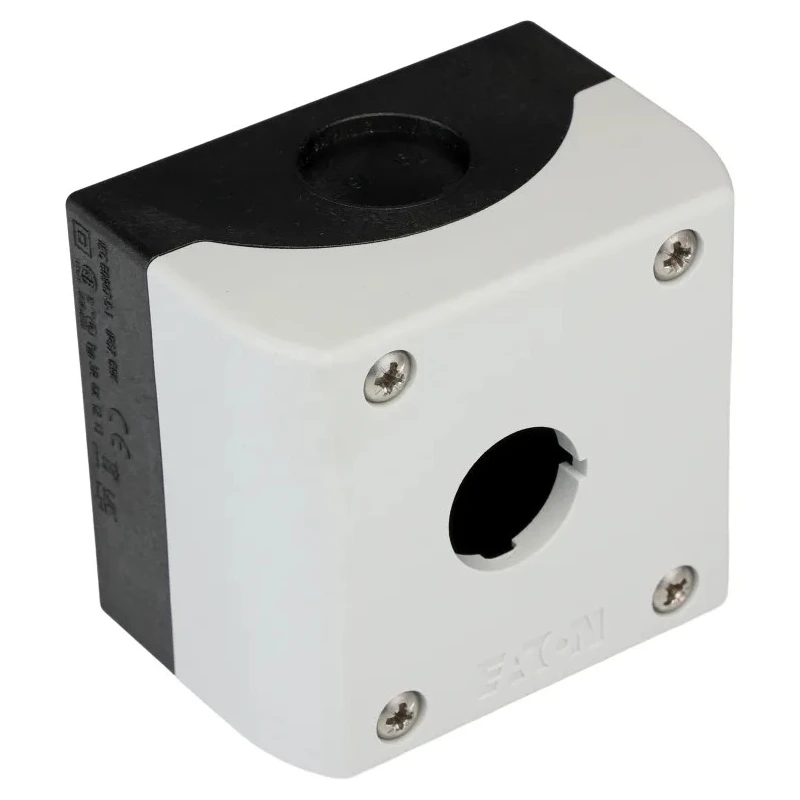 Eaton Dark Grey Light Grey Plastic RMQ Titan M22 Push Button Enclosure 22mm Cutout Diameter 1 Hole 229233 M22-I1-PG