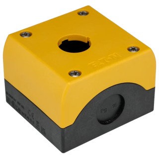Eaton Yellow Plastic RMQ Titan M22 Push Button Enclosure 1 Hole 22 mm Diameter 229234 M22-IY1-PG