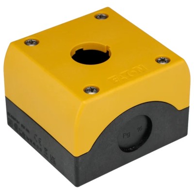 Eaton Yellow Plastic RMQ Titan M22 Push Button Enclosure 1 Hole 22 mm Diameter 229234 M22-IY1-PG