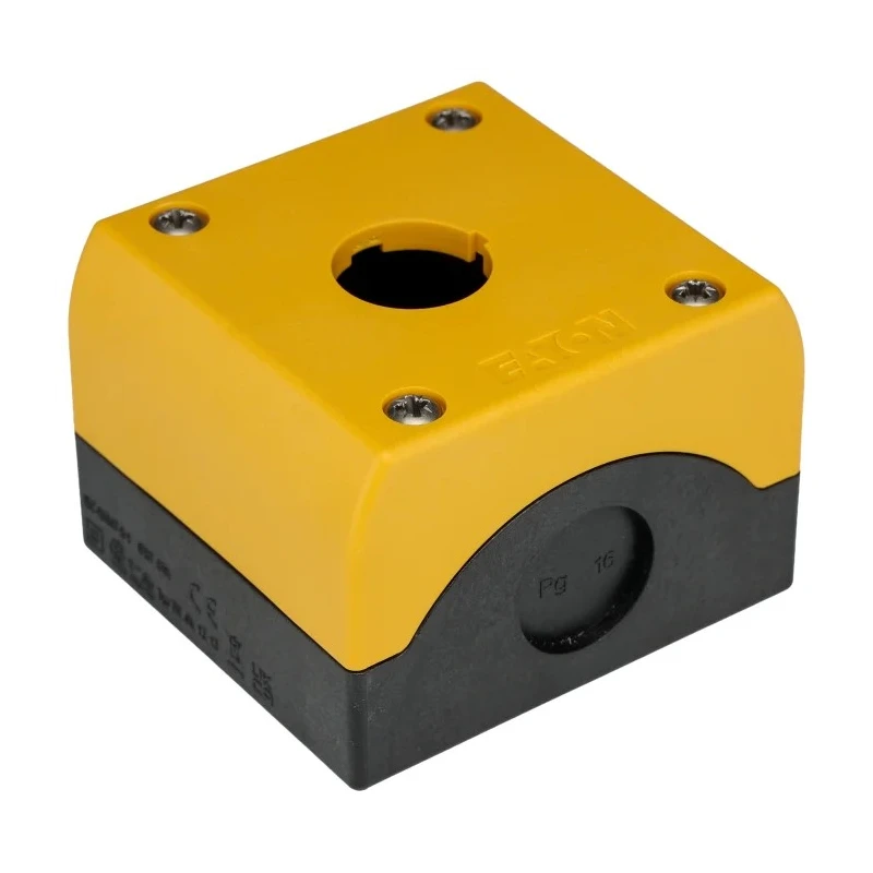 Eaton Yellow Plastic RMQ Titan M22 Push Button Enclosure 1 Hole 22 mm Diameter 229234 M22-IY1-PG