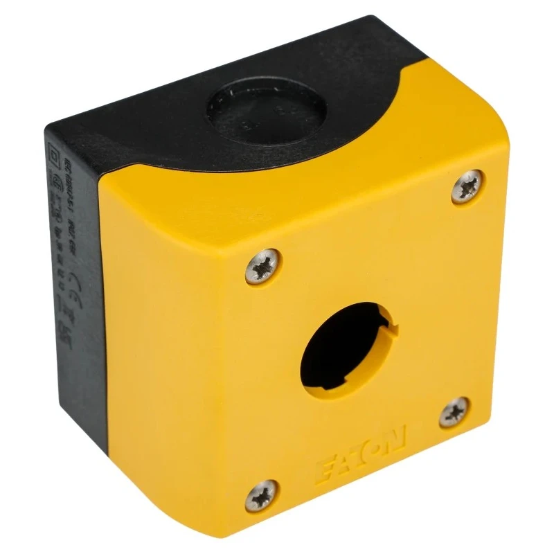 Eaton Yellow Plastic RMQ Titan M22 Push Button Enclosure 1 Hole 22 mm Diameter 229234 M22-IY1-PG