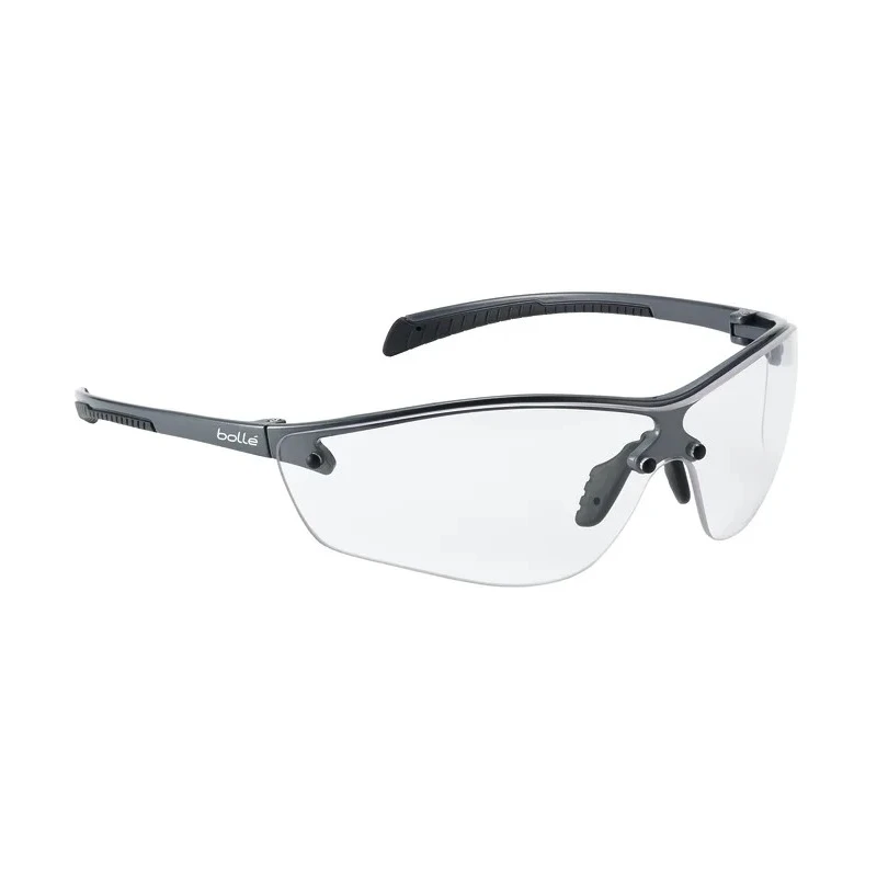 Bolle Safety SILIUM+ Safety Glasses, Anti-Fog, Anti-Scratch, Clear Polycarbonate Lens, Black Half Frame SILPPSI