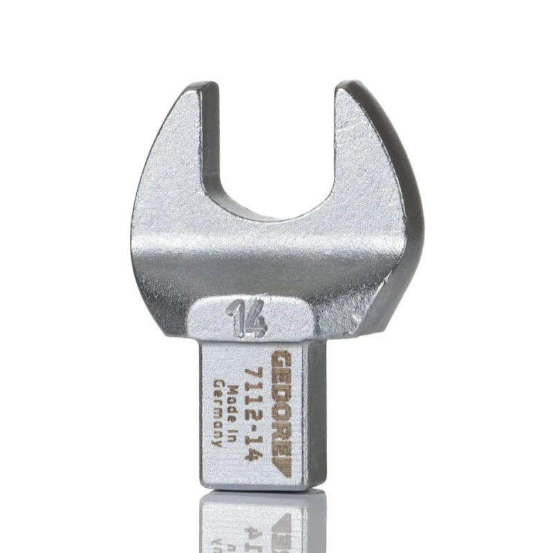 Gedore Torque Wrench Insert Open End Spanner Head 9 x 12 mm Insert Size, 14 mm, Chrome Finish 7689360
