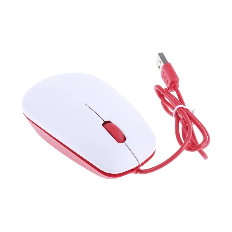Raspberry Pi Official Three-Button Optical Mouse USB Type A Connector White Red SC0165