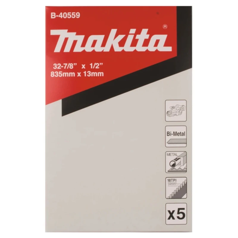 Makita Band Saw Blade Bi-Metal for Cast Iron Cast Steel Stainless Steel Mild Steel 835 mm 18 Teeth Per Inch B-40559
