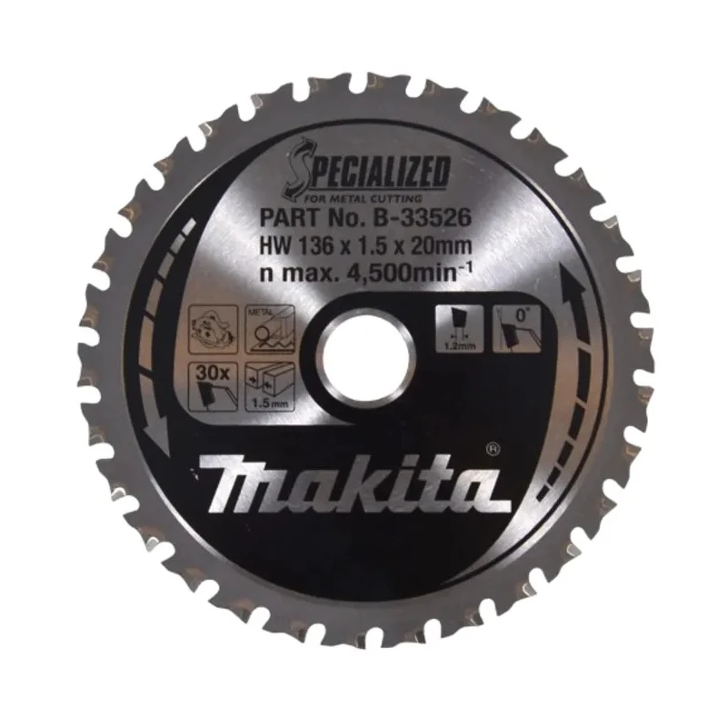 Makita Circular Saw Blade 136mm Diameter 30 Teeth Alternate Top Bevel Steel B-33526