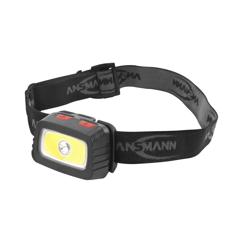 Ansmann LED Head Torch 185 lm Luminosity IP44 Splash Resistant Black ABS Housing 3x AAA Batteries 1600-0198