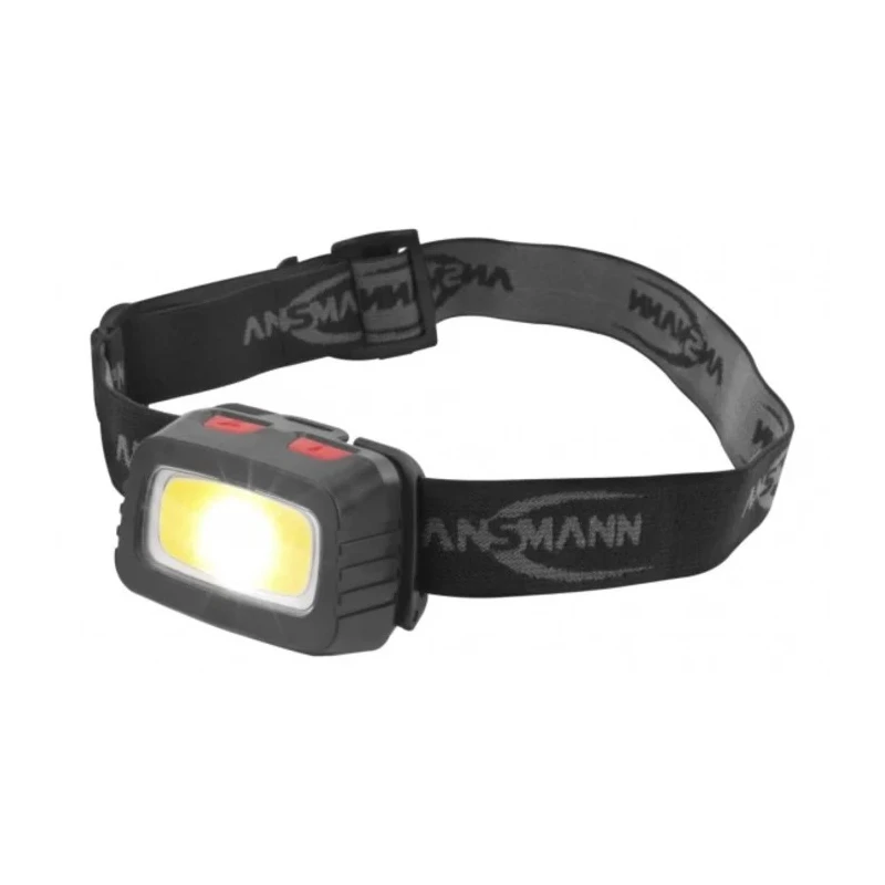 Ansmann LED Head Torch 185 lm Luminosity IP44 Splash Resistant Black ABS Housing 3x AAA Batteries 1600-0198