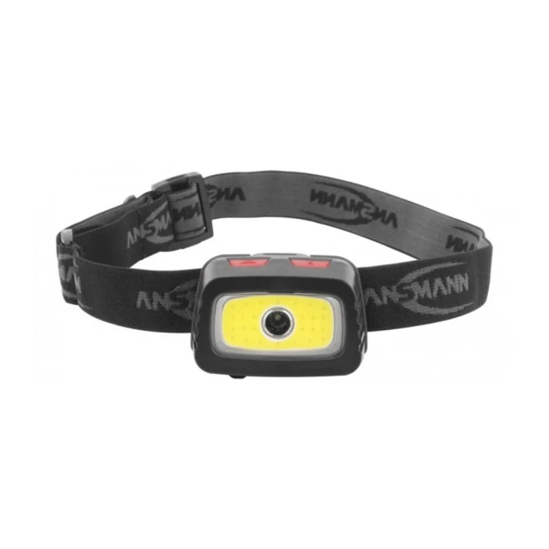 Ansmann LED Head Torch 185 lm Luminosity IP44 Splash Resistant Black ABS Housing 3x AAA Batteries 1600-0198
