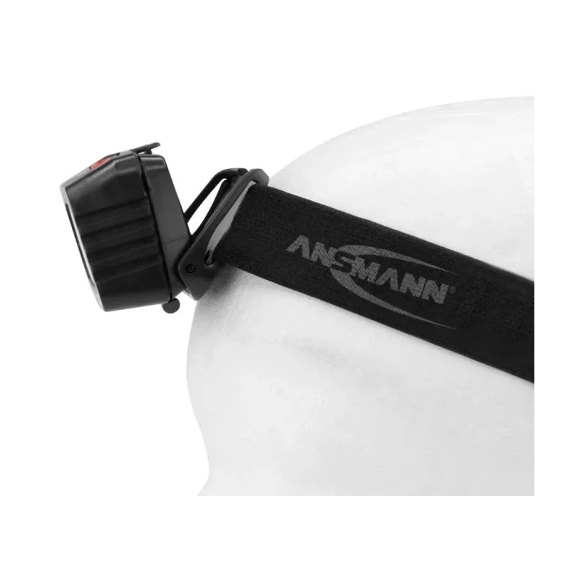 Ansmann LED Head Torch 185 lm Luminosity IP44 Splash Resistant Black ABS Housing 3x AAA Batteries 1600-0198