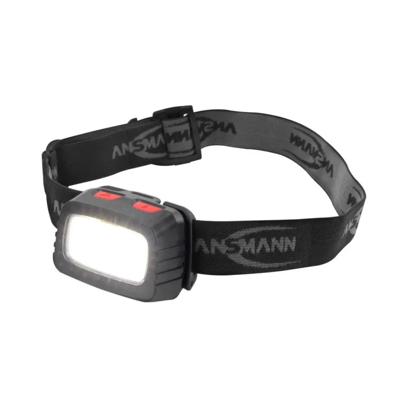 Ansmann LED Head Torch 185 lm Luminosity IP44 Splash Resistant Black ABS Housing 3x AAA Batteries 1600-0198