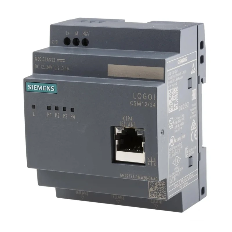 Siemens LOGO! 8 Series Ethernet Switch 12, 24V DC, IP20, 4 Port RJ45 6GK7177-1MA20-0AA0