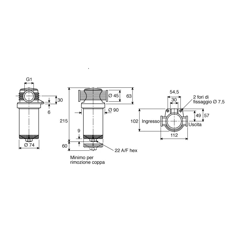 Parker UCC Polyethylene Terephthalate In-line Water Filter 1 in, 120L/min Flow Rate S.760005