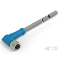 TE Connectivity Sensor Actuator Cable M8 Female 3 Way Right Angle to 3 Way Unterminated, Polyurethane Grey T4051420003-001