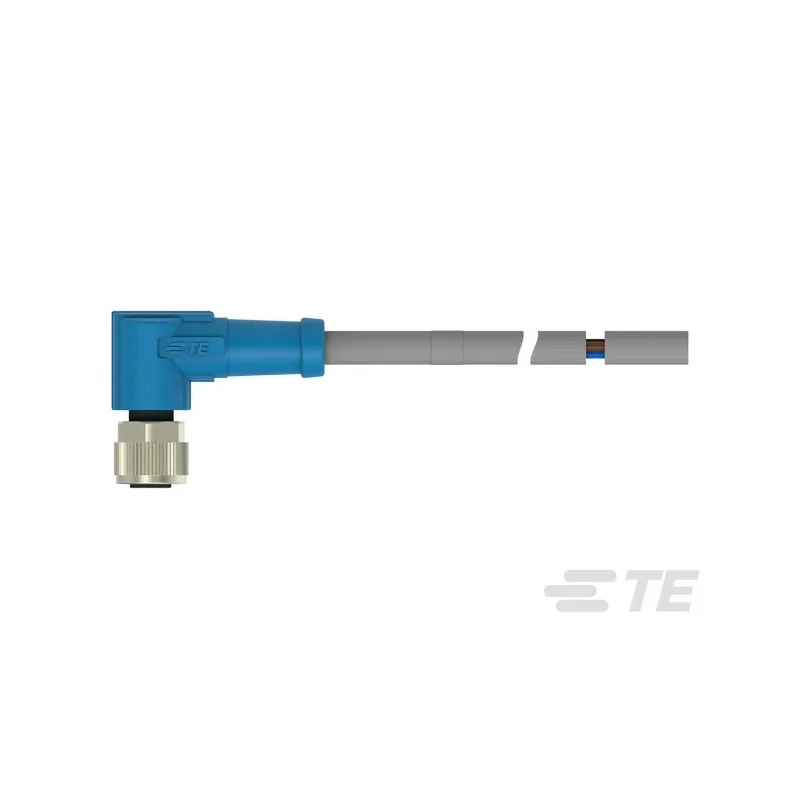 TE Connectivity Sensor Actuator Cable M8 Female 3 Way Right Angle to 3 Way Unterminated, Polyurethane Grey T4051420003-001