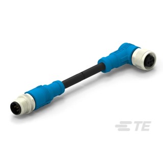 TE Connectivity Sensor Actuator Cable 5 Way Right Angle to 5 Way Straight 1 m, PVC Jacket, IP67, 60V T4162114005-002