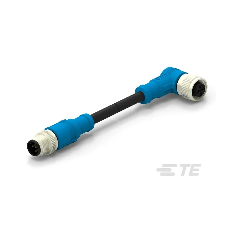 TE Connectivity Sensor Actuator Cable 5 Way Right Angle to 5 Way Straight 1 m, PVC Jacket, IP67, 60V T4162114005-002