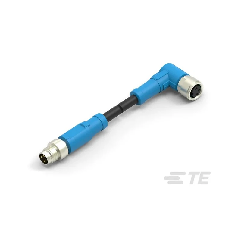 TE Connectivity Male/Female 3 Way Right Angle to 3 Way Straight Sensor Actuator Cable 60V 500mm T4052114003-001