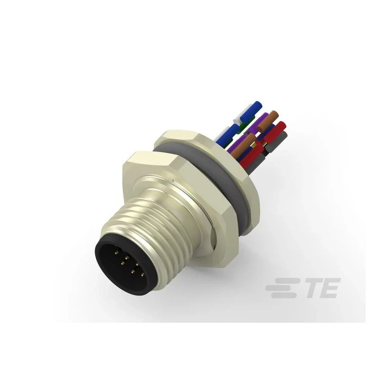 TE Connectivity Circular Connector Plug 12 Contacts Rear Mount M12 Series IP67 Nylon Housing T4171030012-001